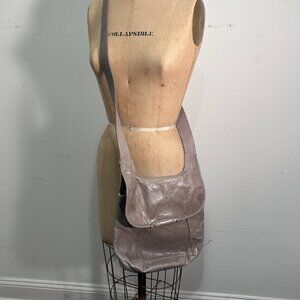 Hobo grey leather crossbody bag